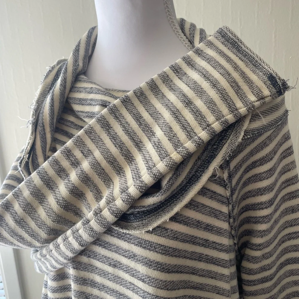 Free People Striped Gray Cowl‎ Neck Sweater